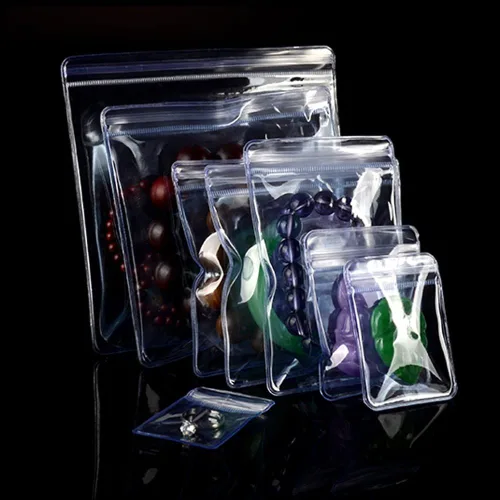 Miniatura 5 de Bolsas de plástico autoselladas, con cierre de cremallera, PVC transparente, bolsa de almacenamiento para joyas, bolsa de almacenamiento con cierre