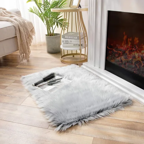 Miniatura 154 de Ashler Home Deco - Tapete de pelo sintético de oveja, mullido, suave, de 2 x 3 pies, lavable a máquina, dormitorio, habitación de los niños, sala
