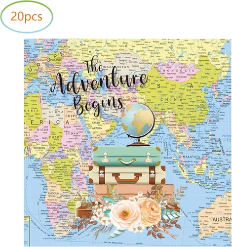 Miniatura 4 de Adventure World Awaits - Suministros para fiestas, 20 platos y 20 servilletas, suministros de decoración de fiesta de The Adventure Begin