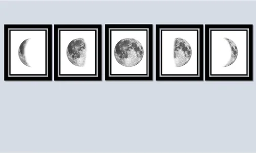 Miniatura 6 de Impresiones artísticas de fases lunares – Decoración de dormitorio – Arte de pared gris – 8 x 10 pulgadas (juego de 5) – sin marco