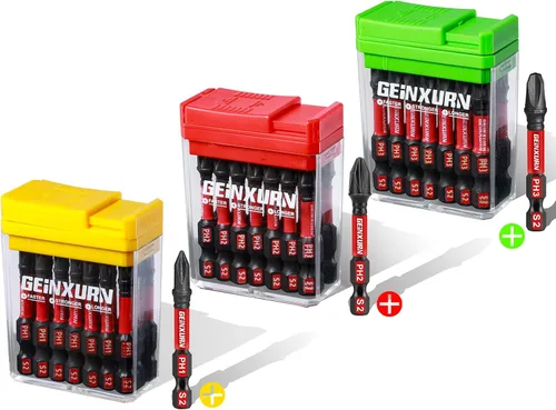 Miniatura 27 de Geinxurn Juego de Puntas de Destornillador de Impacto #2 Phillips, 43 piezas Brocas Magnéticas PH2 (1" y 2") S2 de Acero con Caja de Almacenamiento