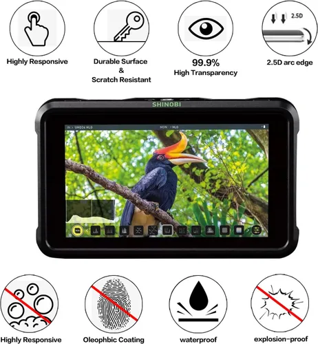 Miniatura 2 de Protector de pantalla para Atomos Shinobi 5 pulgadas SDI 4K HDMI Camera Monitor, Protector de pantalla de película templada para Atomos Shinobi 5