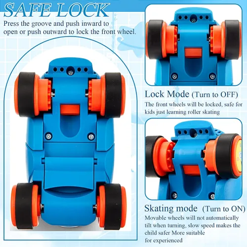 Miniatura 3 de VioraWhite 4-in-1 Toddler Roller Skates for Girls Boys Age 3-5 2-6, Adjustable Kids Quad Skates with Safe Lock Mode, with Knee Elbow Pads Wrist