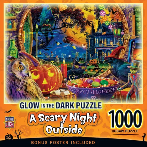 Miniatura 3 de Masterpieces Rompecabezas de 300 piezas para adultos y familias, una noche aterradora al aire libre, 19.25 x 26.63 pulgadas