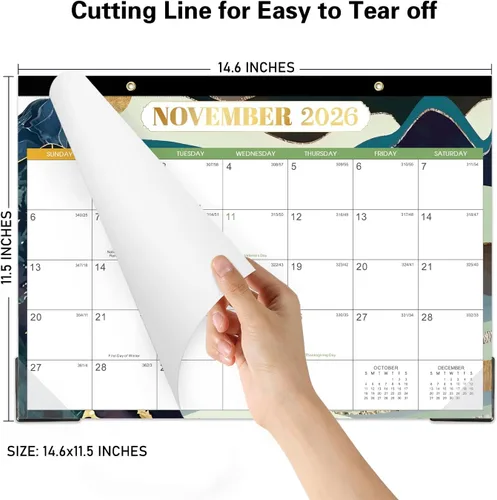 Miniatura 6 de Calendario de escritorio 2026 – enero de 2026 a diciembre de 2026, calendario de escritorio de tamaño pequeño de 14.6 x 11.5 pulgadas con 2