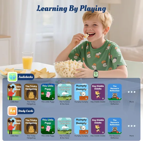 Miniatura 5 de Reloj inteligente para niños, 12 juegos de rompecabezas con pantalla táctil HD, contador de pasos, monitor de frecuencia cardíaca y sueño, linterna
