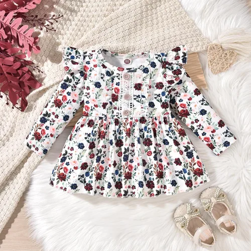 Miniatura 4 de HINTINA Conjunto de ropa de 2 piezas para niña pequeña con volantes y manga larga
