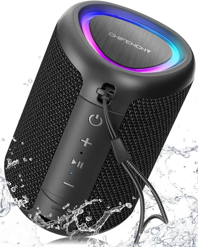 Altavoz Bluetooth portátil Esenciales para la playa: potente sonido cristalino/luz dinámica/IPX5 impermeable/reproducción durante todo el día/BT