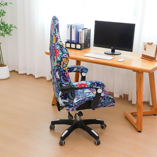 Miniatura 4 de FORCHEER Funda para silla de juegos con fundas para reposabrazos, estilo bohemio, 4 piezas, elásticas, para silla de computadora, juego de fundas