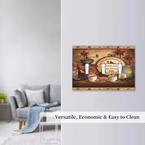 Miniatura 7 de Farmhouse Coffee Primitive Coffee Bean Kitchen 3 Gang Triple Interruptor de Luz de Palanca Cubierta de Placa de Pared Placa Frontal Eléctrica Café