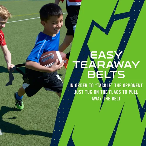 Miniatura 6 de Franklin Sports NFL - Conjuntos de fútbol con bandera del equipo de la NFL, cinturones + banderas, para niños + adultos, se adapta a cintura