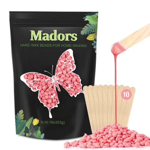 Miniatura 10 de Madors Perlas de cera dura para depilación – Kit de granos de cera de 1 libra/16 onzas con 10 barras aplicadoras de cera para todo el cuerpo, cara