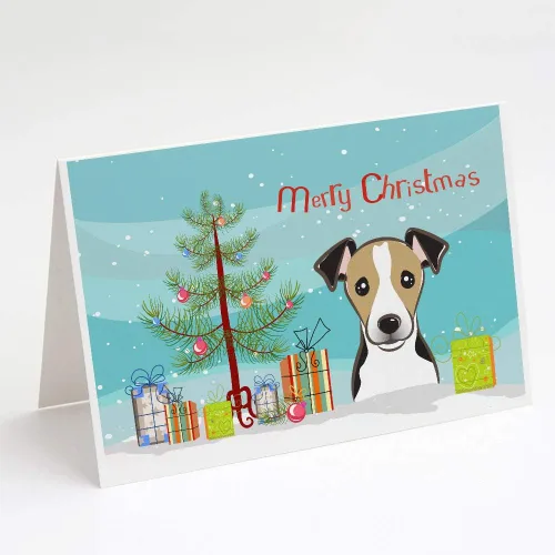 Miniatura 28 de Caroline's Treasures BB1616GCA7P - Tarjetas de felicitación y sobres de árbol de Navidad y sabueso afgano, paquete de 8 tarjetas en blanco