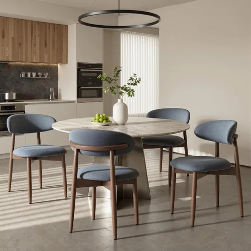Miniatura 16 de COLAMY Mid-Century - Juego de 2 sillas de comedor de madera modernas, sillas de cocina tapizadas para interiores con asiento acolchado acogedor