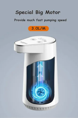 Bomba inteligente de botella de agua de 4 modos - Flujo rápido de 3 l/min, recargable por USB de 1200 mAh, volumen preestablecido y control