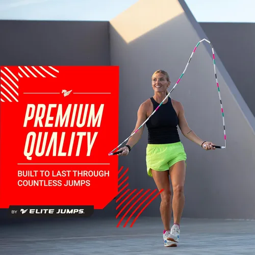 Miniatura 4 de Elite Jumps - Cuerda de saltar con cuentas pesadas - Cuerda de saltar con peso de 6.5 onzas para mujer - Duradero y resistente - Cuerda ajustable