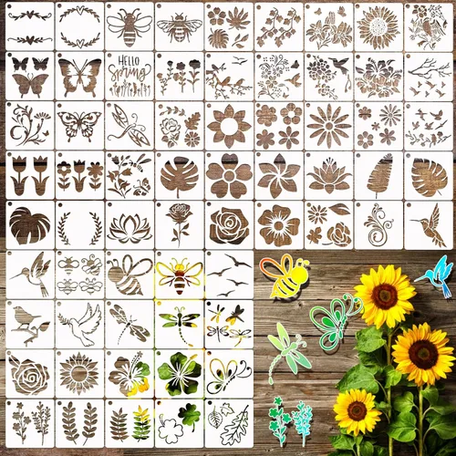 Miniatura 11 de Plantillas pequeñas de 3 pulgadas para pintar sobre madera, paredes, tarjetas, roca, portavasos, plantillas reutilizables para decoración de madera