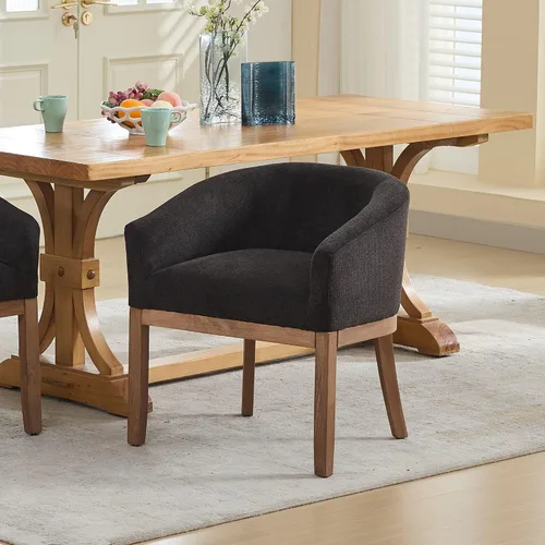Miniatura 15 de SoarFlash Sillas de comedor tapizadas modernas de mediados de siglo con brazos, juego de 2, sillas de cocina y comedor de lino de granja, con marco