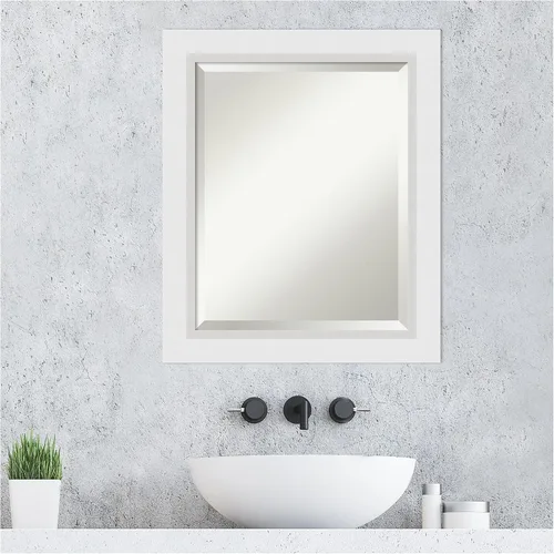 Miniatura 6 de Amanti Art - Espejo de baño blanco para sobre lavabo, espejo de tocador rectangular blanco de 24x20, marco de madera moderno pequeño, se cuelga