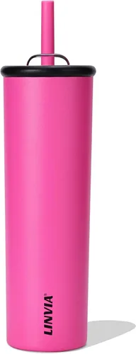 Miniatura 18 de Vaso de caramelo, botella de agua aislada de acero inoxidable de 25 onzas, tapa 2 en 1 con popote flexible, sin BPA, apto para vasos, apto