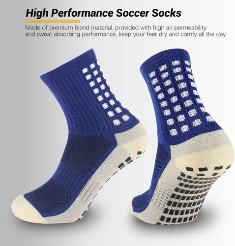 Miniatura 4 de Ultrafun 5 pares de calcetines de fútbol para hombre, calcetines de agarre acolchados antideslizantes para deportes de fútbol y baloncesto