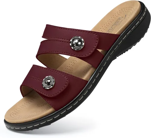 Miniatura 15 de SHIBEVER Sandalias planas para mujer: antideslizantes, con soporte para el arco, ortopédicas, para fascitis plantar, cómodas sandalias para caminar