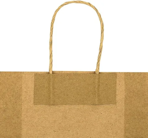 Miniatura 7 de Cada paquete de 100 bolsas de regalo de papel para manualidades de tamaño pequeño blanco y marrón con asas color azul para recuerdos de fiesta