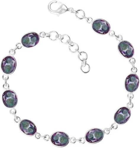 Miniatura 4 de Pulsera de piedras preciosas, pulsera ajustable con superposición de plata para mujeres y niñas, regalos de Navidad