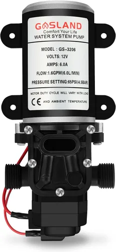 GASLAND Bomba de presión de agua de 12 V CC, bomba de agua de diafragma de 1.6 GPM 65 PSI para jardín, caravana, barco, pesca marina
