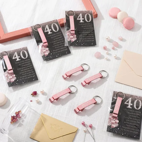Miniatura 5 de Dandat 50 Sets 40th Birthday Party Favors for Guests Birthday Beer Opener Keychain Cheers to 40 Bottle Opener Keychain with Thank You Cards and Gift