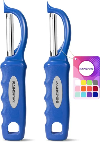 Miniatura 27 de Rainspire Pelador de verduras, pelador de patatas para cocina, cuchillas afiladas de acero inoxidable, mango cómodo, pelador de frutas, pelador