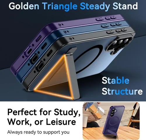 Miniatura 3 de OWKEY Funda magnética para Samsung Galaxy A37/A36 Bark Phone Pro 5G con soporte, funda magnética a prueba de golpes para Magsafe translúcida mate