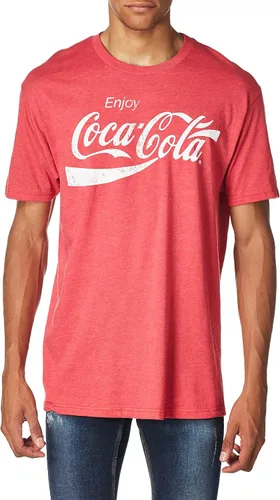 Coca-Cola Camiseta clásica con logotipo vintage de Coke para hombre Rojo Red Heather