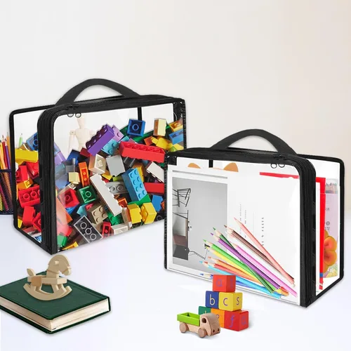Miniatura 5 de Paquete de 10 bolsas de almacenamiento de juguetes de PVC extra grandes con cierre de cremallera, organizador de juguetes portátil