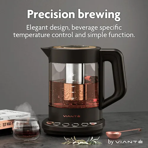 Miniatura 2 de Vianté - Tetera eléctrica con infusor para hojas sueltas. Elaborador de té caliente con control de temperatura y apagado automático. Tetera