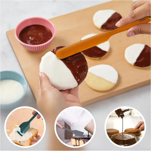 Miniatura 3 de HOTEC Juego de espátulas de goma de silicona resistentes al calor de 600 ℉ sin BPA para hornear, cocinar y mezclar, antiadherentes, aptas para Neutro