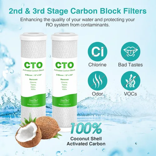 Miniatura 4 de SimPure Juego de repuesto de filtro de agua de ósmosis inversa de 1 a 3 etapas, compatible con APEC Essence & Ultimate Series, prefiltro
