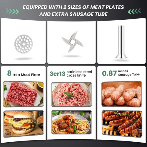 Miniatura 4 de Huanyu Picadora de carne manual Relleno de salchichas de acero inoxidable Máquina de molienda de carne comercial Picadora de carne de cerdo