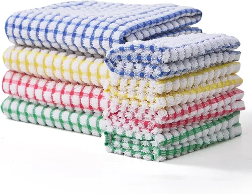 Miniatura 16 de Paño de cocina para cocina, 6 paquetes de trapos de limpieza de algodón en ondas de gofre, paño de cocina ultra suave súper absorbente para lavar