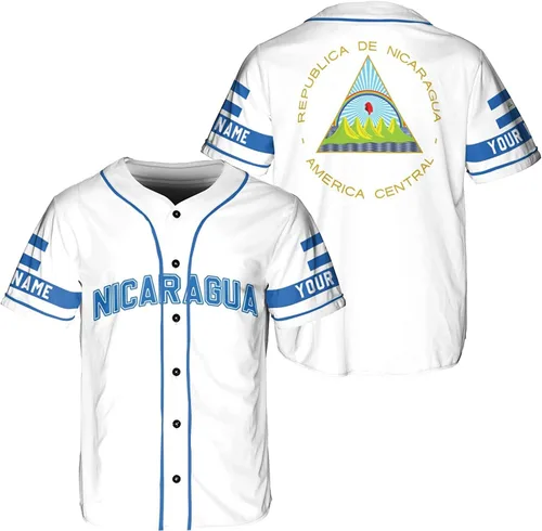AOVL - Camiseta de béisbol de Nicaragua personalizada, camiseta de béisbol de Nicaragua personalizada para hombres y mujeres, camisas nicaragüenses