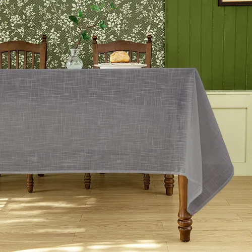 Miniatura 23 de Mantel rectangular texturizado natural 100% poliéster, mantel ligero slubby de 60 x 84 pulgadas, mantel de arpillera resistente al agua y a