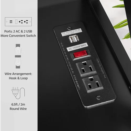 Miniatura 6 de Yaheetech Mesa de entrada con estantes de almacenamiento, mesa consola con tomas de corriente y puertos USB, mesas de sofá estrechas de madera