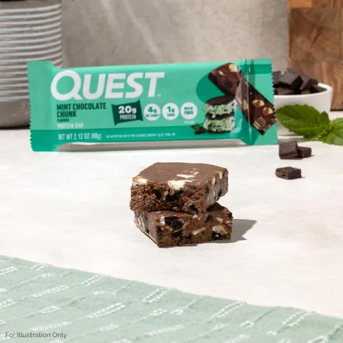 Miniatura 6 de Quest Nutrition Barra de proteína de trozos de chocolate menta, alto en proteínas, bajo en carbohidratos, sin gluten, apto para ceto, 12
