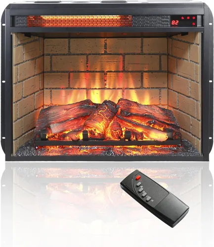 Miniatura 17 de Inserto de chimenea eléctrica de 18 pulgadas, calentador ultrafino con juego de troncos y llama realista, protección contra sobrecalentamiento