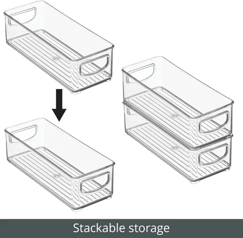 Miniatura 4 de mDesign - Contenedores pequeños de plástico para almacenamiento de oficina con asas para organización en gabinete de archivos, estante de armario