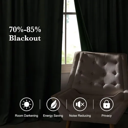 Miniatura 6 de RYB HOME Cortinas elegantes de terciopelo verde de 108 pulgadas de largo, bloqueo de luz, aislamiento térmico, elegantes cortinas de terciopelo