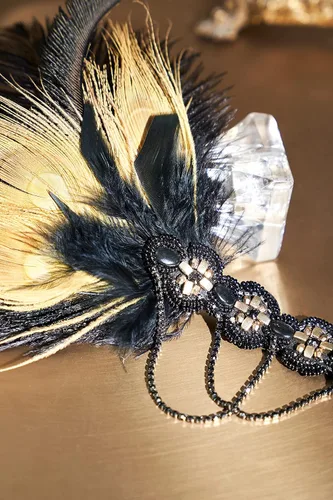 Miniatura 3 de BABEYOND Diadema de plumas con lentejuelas de los años 20, accesorios para el cabello de Gatsby