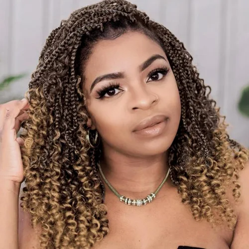 Miniatura 19 de Goddess Box Braids 1B3330 - Trenzas de ganchillo bohemias de 10 pulgadas para mujeres negras, paquete de 7 paquetes de trenzas bohemias preenlazadas