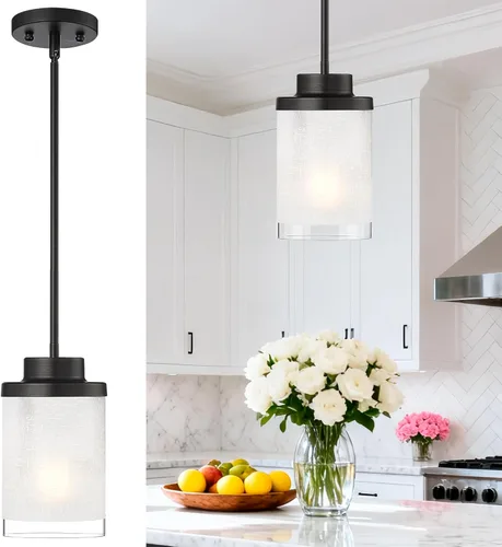 Miniatura 10 de TENGXIN Lámpara Colgante Moderna para Isla de Cocina, Accesorio de Lámpara de Techo Colgante de Oro Cepillado, Iluminación Colgante de Estilo Granja
