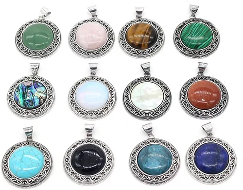 LHJ 5 dijes de cristal vintage, con piedras preciosas huecas, estilo tallado, para hacer joyas, collares, regalo